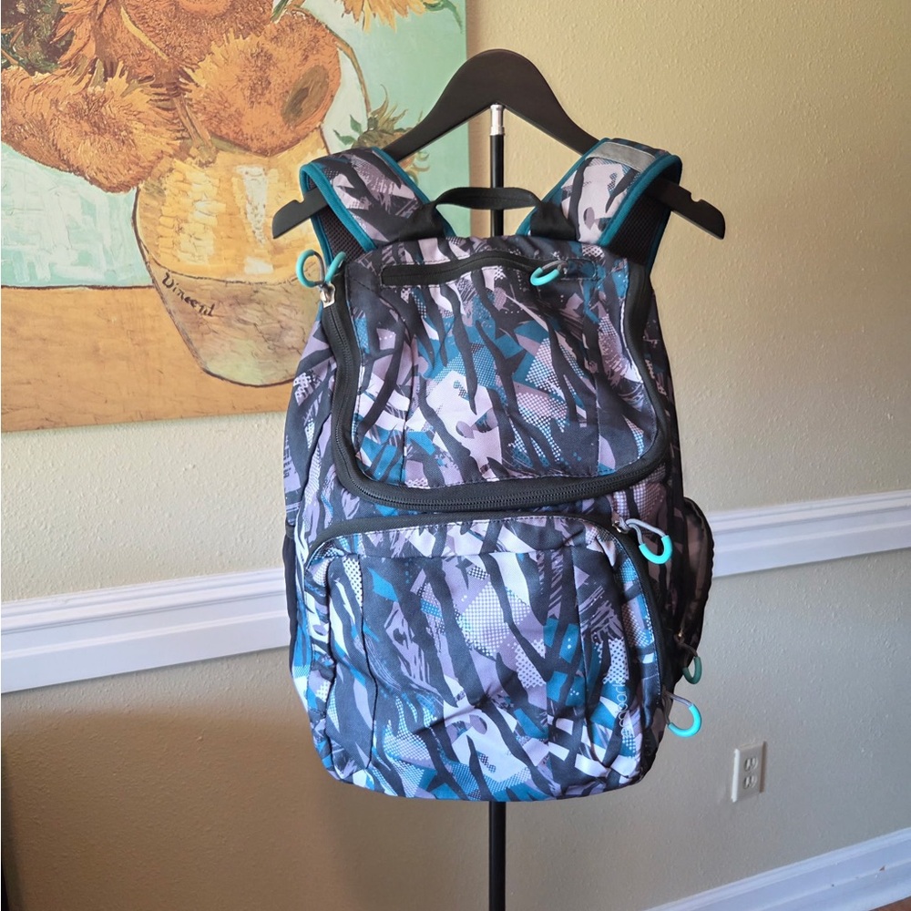 Blue and Gray Camouflage Backpack